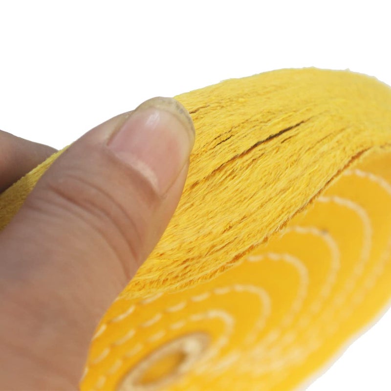 JUNLIXN 2 Pcs Extra Thick 8 Inch Cotton Buffing Wheel, 55 Ply Cloth 5/8 Inch Arbor Hole Abrasive Polishing Wheel for Bench Grinder(Yellow) - Image 3